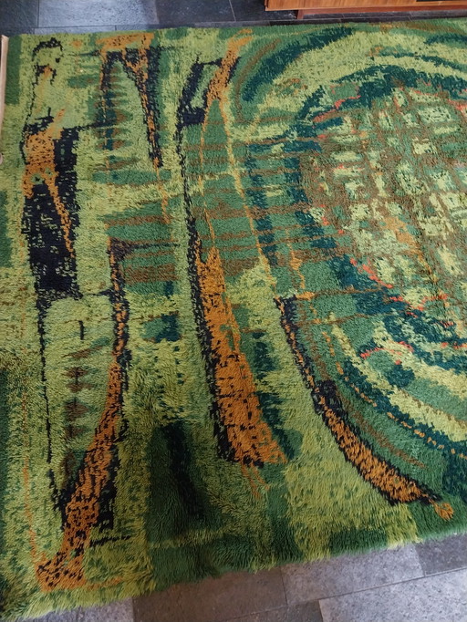 1 x Desso Psychedelic Großtapete aus den 1970er Jahren (2 x 3 m) in Grün-Orange