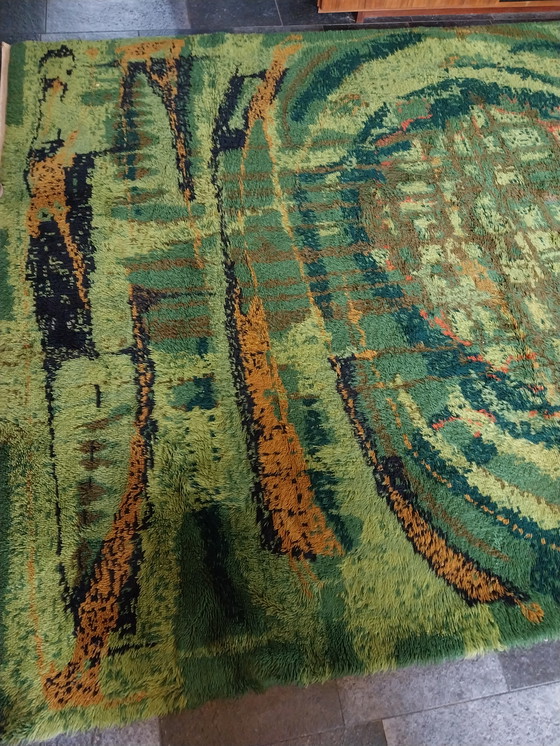 Image 1 of 1 x Desso Psychedelic Großtapete aus den 1970er Jahren (2 x 3 m) in Grün-Orange