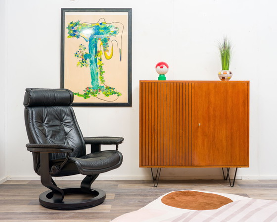 Image 1 of Teak highboard with fluted doors, 60s