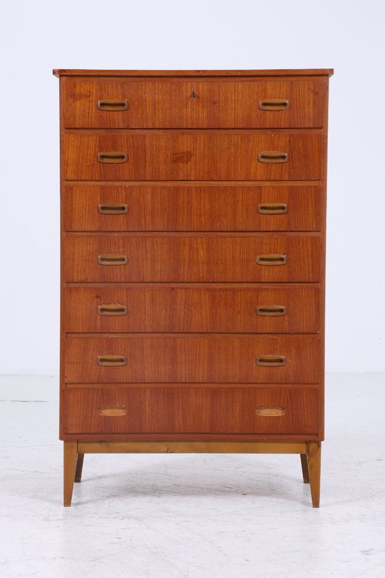 Image 1 of Vintage teakhouten ladekast | Mid Century houten opbergkast 60s mannen ladekast #08-05