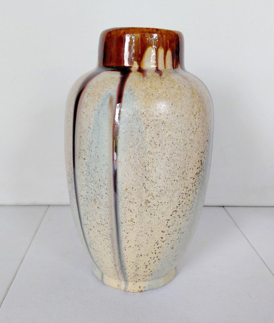 Vintage Art Déco Druipglazuur Vaas, Thulin België Model 90-2 – Thulin Faiencerie, Vazen, Ceramic (photo 2 of 10)