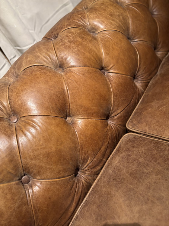 Image 1 of Divano Chesterfield 3 posti + poltrona xxl marrone cognac