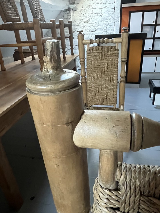 Image 1 of 6 Stühle aus Holz und Seil, die Adrien Audoux und Frida Minet zugeschrieben werden
