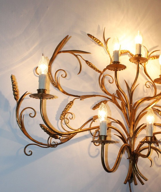 Image 1 of Imposante applique murale Hans Kögl, 8 feux, 70’s.