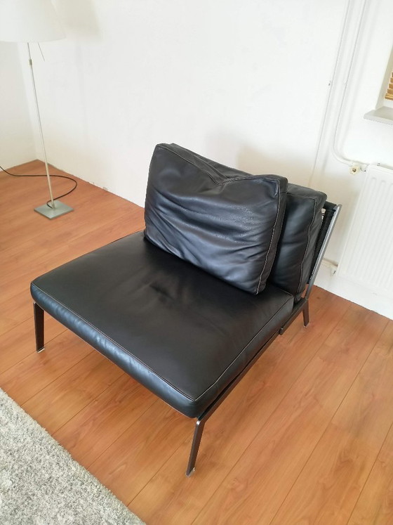 Flexform Lifesteel black leather 2-seater sofa and armchair, 2 seaters, Metal, Modern (photo 2 of 12)