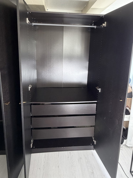 Image 1 of 2x Ikea Pax closets in darkbrown/black