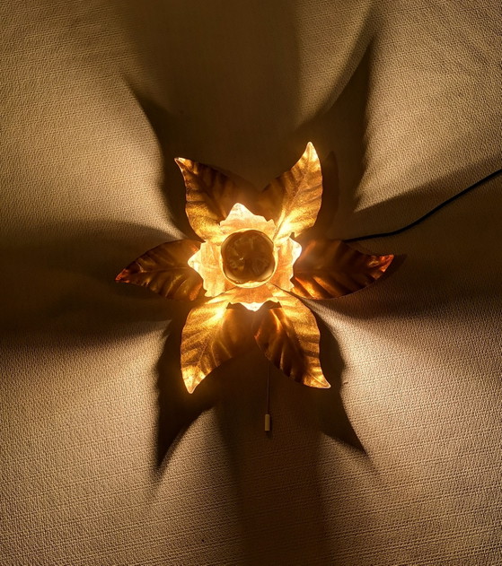 Golden Floral Mid Century Wall light by Hans Kögl – Metal (photo 4 of 12)