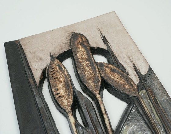 Image 1 of 2 bellissime e decorative piastrelle da parete vintage anni '70 di Ruscha-Keramik W. Germany con motivi floreali.