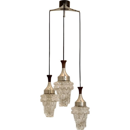 Vintage Brutalistische kroonluchter 3 lichtpunten