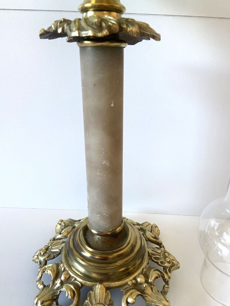 Antieke Franse petroleumolielamp, 1900 