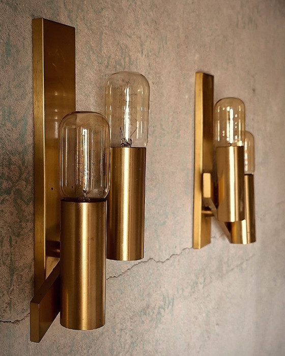 Image 1 of Apliques italianos de latón de mediados de siglo de Gaetano Sciolari años 60