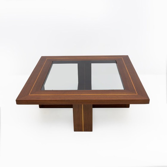 Image 1 of Mid-century Modern Maple Inlays and Walnut Coffee Table, Italy, 1970s