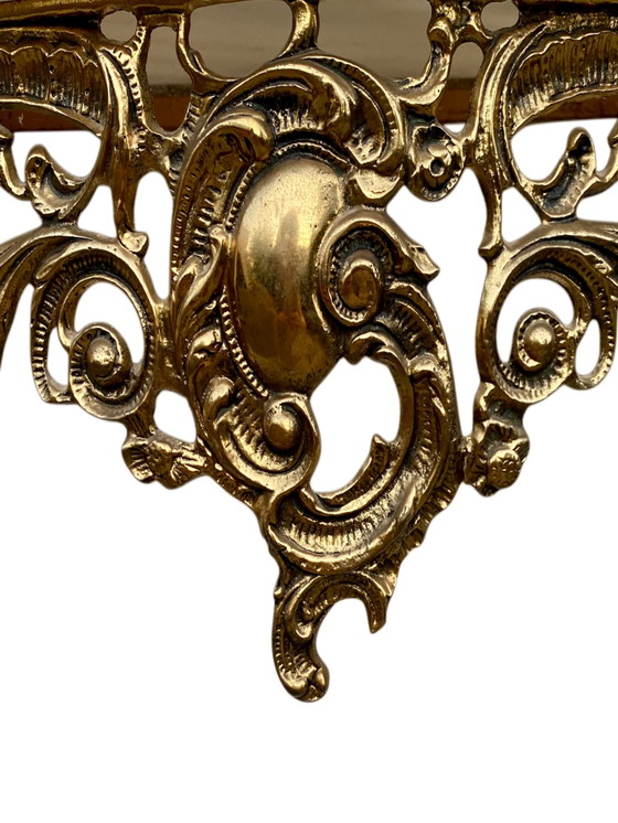Konsolen- und Spiegelset aus Messing im Rokoko-Stil Louis XV. – Marble, Brass (photo 6 of 7)