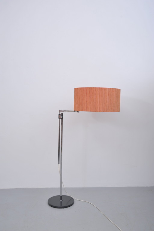Floor lamp with red shade by Kaiser Leuchten (1960s)