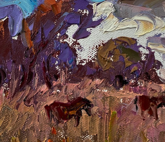 Original Oil Painting Autumn Field Landscape Spacious Field – Paintings & Drawings, Canvas (photo 7 of 8)