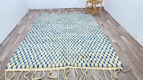 White and Blue Berber Rug, Handmade Wool, 200/260 – Rugs & carpets (photo 4 of 8)