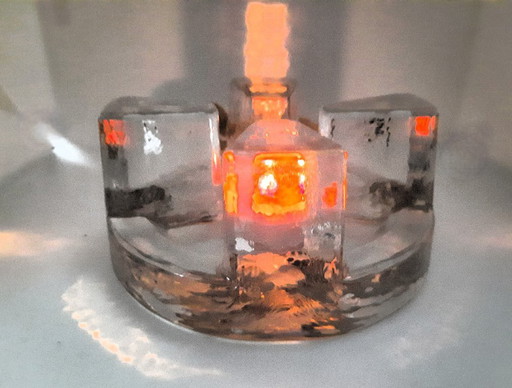 Porte-bouilloire en verre massif Allemagne années 1980