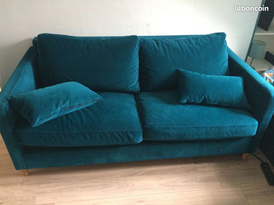 Image 1 of MdM 3-zitsbank van blauw fluweel