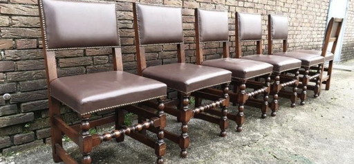 6 RAC Engelse eetkamer stoelen leder