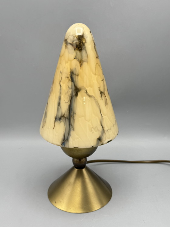 Image 1 of Vintage tafellamp met marmeren glazen kap – AGI Almelo (ca. 1970s)