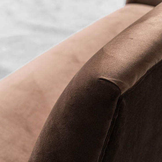 Image 1 of DIVANO A 3 POSTI IN VELLUTO MARRONE GIGI RADICE MINOTTI 1950S VINTAGE MODERN