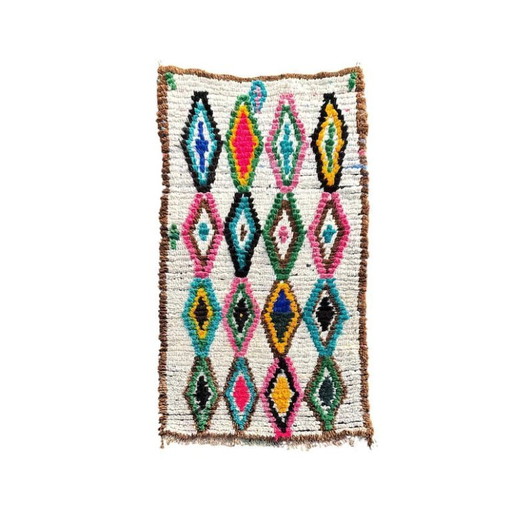 Moroccan Beni Ourain rug in wool, 90x160 cm, vintage Berber rug, black and white rug, natural wool rug, hallway runner