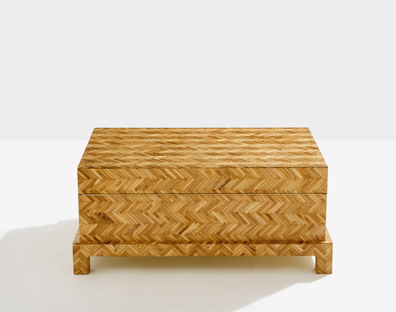 Image 1 of Galerie Maison & Jardin bamboe inlegwerk messing koffer 1970