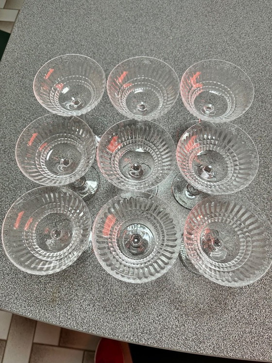 9x Val Saint Lambert kristallen champagnecoupes – Service Mery (Art Deco) – Glazen & Karaffen, Crystal (photo 5 of 7)