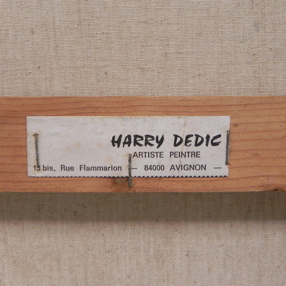 Image 1 of Peinture d'un paysage urbain avec un port, Harry Dedic, années 1960