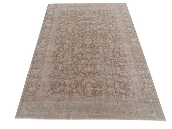 Image 1 of Vintage Ziegler Tabriz rug, brown and blue, 400 x 276 cm, for living room and dining room.