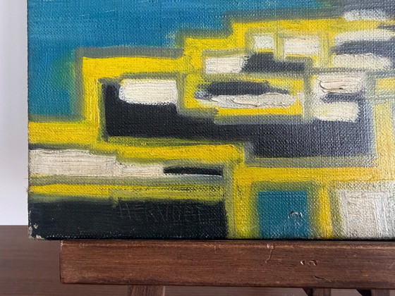 Abstract Oil Painting on Canvas, Signed Hervoët – Paintings & Drawings (photo 3 of 7)