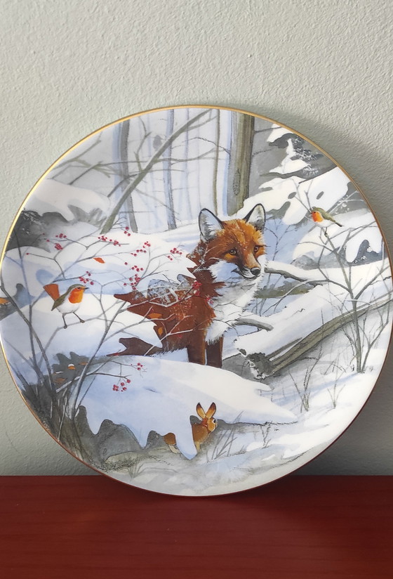 Image 1 of Plaque murale vintage Walty Dudok van Heel « Winter » – Porcelaine fine limitée (n° 515)