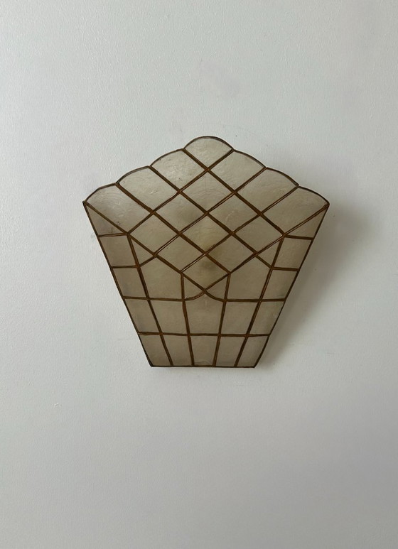 Image 1 of Wandlampe aus Perlmutt und Messing, Frankreich, 1970