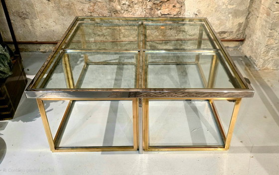 Image 1 of Table basse avec quatre tables gigognes, Maison Charles, France, vers 1970