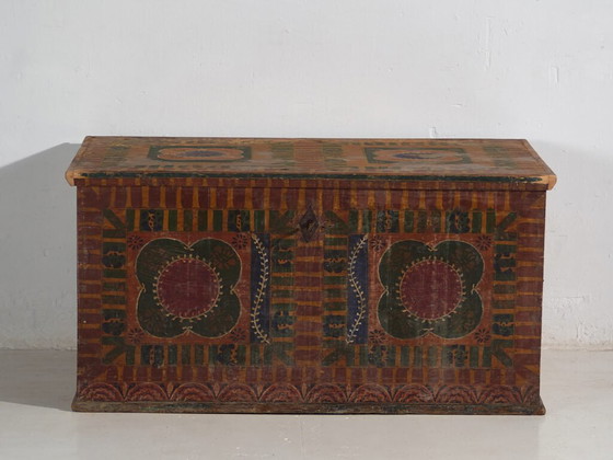 Grande baule antico dipinto a mano (c.1900) #50 – Armadi contenitori (photo 29 of 40)