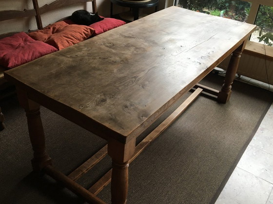 Image 1 of Rustieke landelijke tafel, massief olmen blad