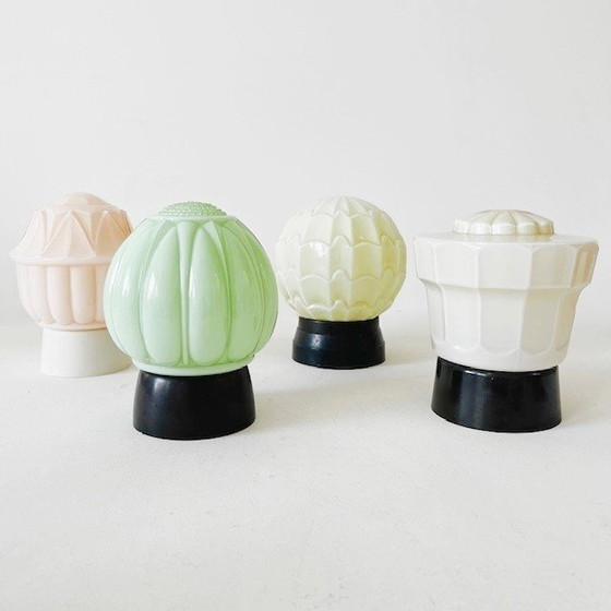 Image 1 of Thabur Art Deco Plafondlamp beige 1930'S plafonnière