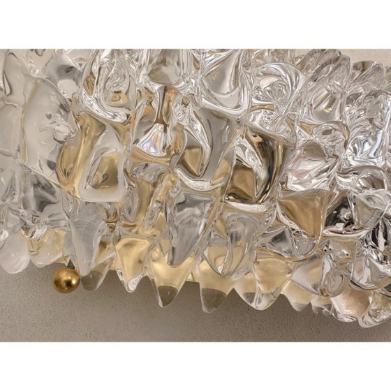 Image 1 of Paire d'appliques murales en verre de Murano clair italien de style Art Déco de Barovier