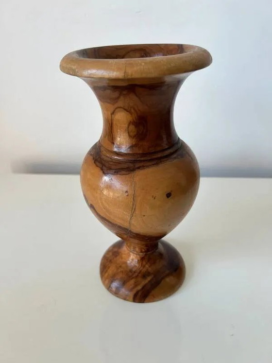 Vintage handgedraaide massief olijfhouten vaas - jaren 70-80 – Vazen, Rustic (photo 7 of 11)