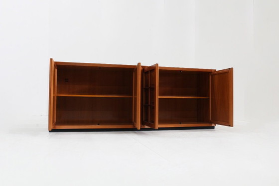 Buffet bas brutaliste italien Caccia alla Volpe par Linea Arredo, Bois, Marron, Vintage (photo 5 sur 10)