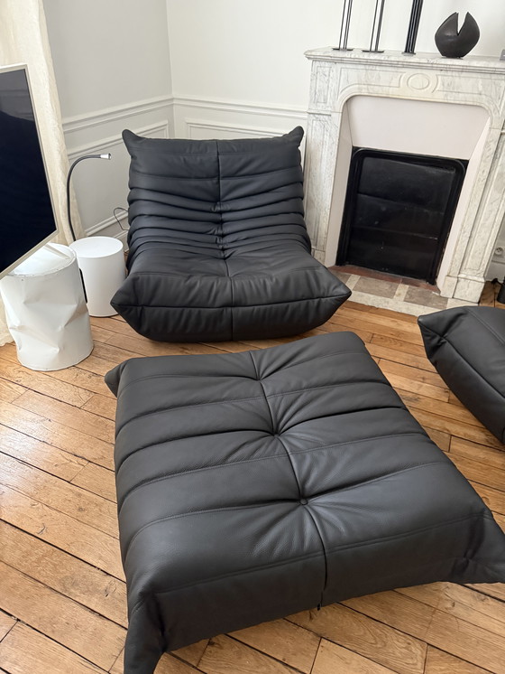 Image 1 of Divano Togo di Michel Ducaroy, linea Roset, pelle nera