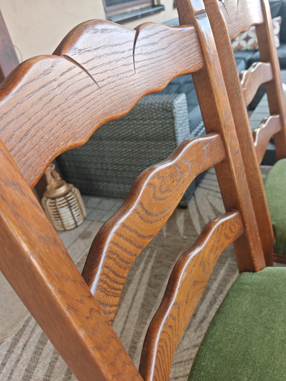 Lübke 4-piece set of chairs, velvet, green, wood – Dining chairs (photo 4 of 6)