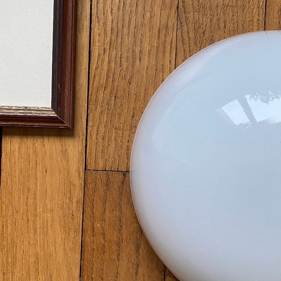 Image 1 of Half-moon ceiling or wall light, 20 cm, white opaline glass, 1960s-1970s, vintage light fixture