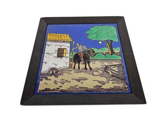 Image 1 of Don Quixote - design Manuel Ramos Rejano - Spanish tile panel - Spain - 1st quarter of the 20th century