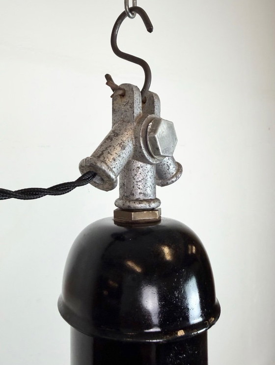 Image 1 of Black Enamel Industrial Pendant Lamp from AEG, 1930s