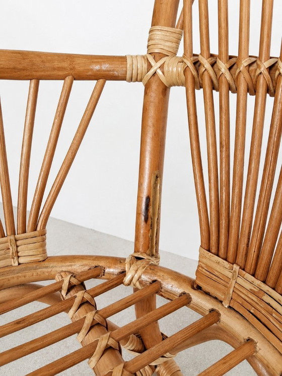 Image 1 of Rattan chairs, set of 4, 1960s vintage design, mid-century modern