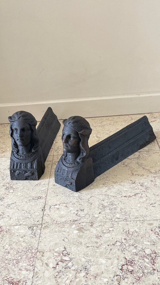 Image 1 of Paire de CHENETS Anciens Fonte d'Acier VINTAGE