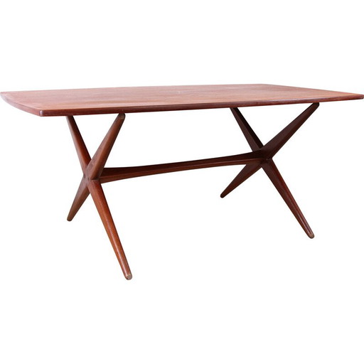 Scandinavian vintage teak high and low table, 1960