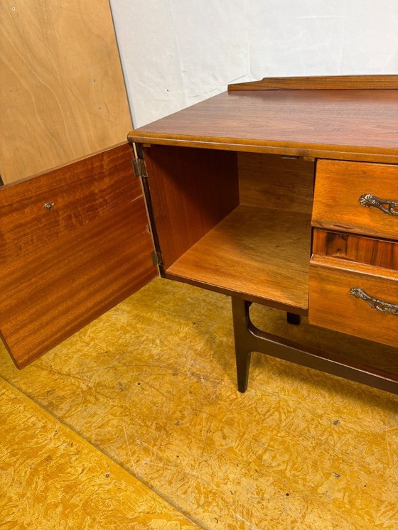Image 1 of Mid-Century Retro Vintage Walnut Sideboard by Meredew 1960s  Sleek Design • British Craftsmanship • Stunning Walnut Grain 