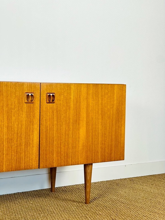 Image 1 of Scandinavian teak sideboard with four doors and tapered legs, 1960
